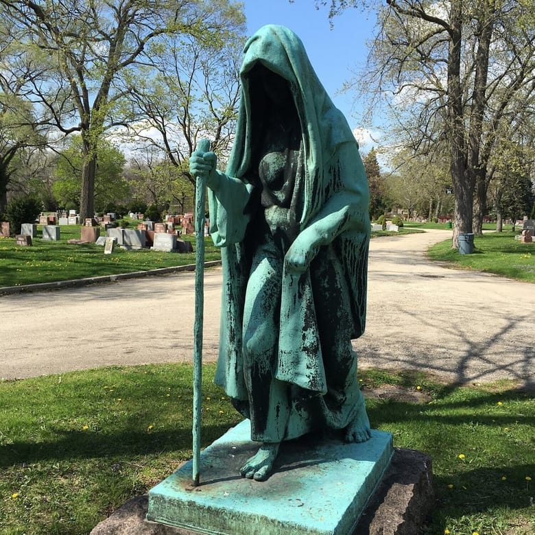 A photo of the Death statue