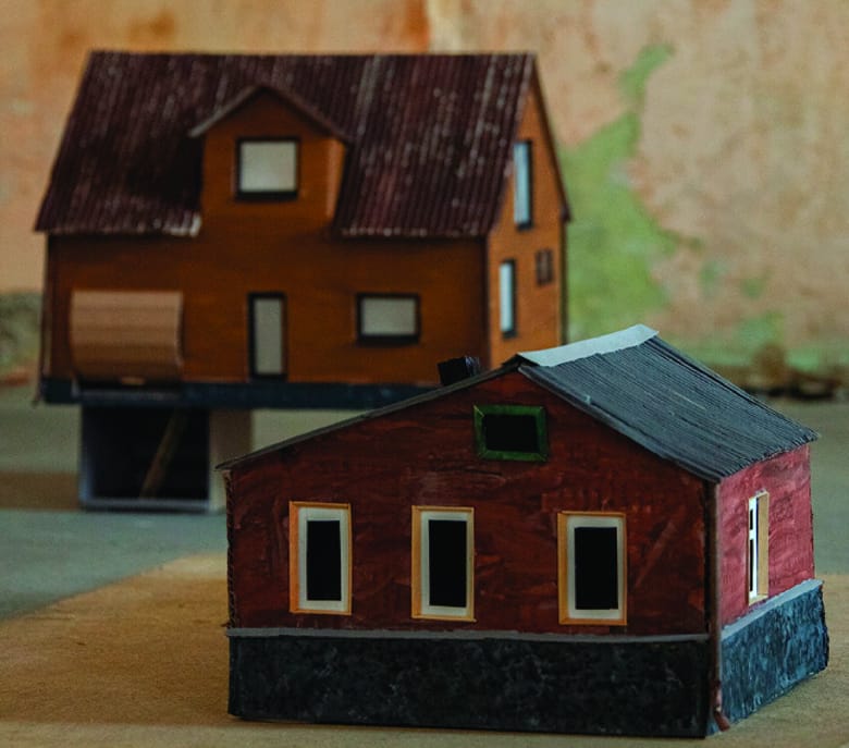 Models of two houses.