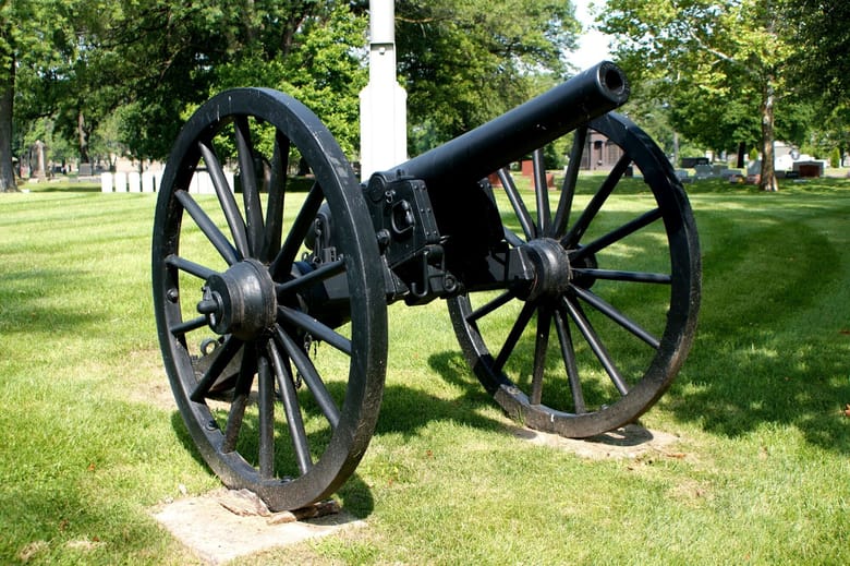 Black cannon on wheels